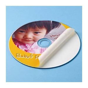 （まとめ）サンワサプライ インクジェットDVD／CDラベル（内径24mm・マット） LB-CDR002N-50