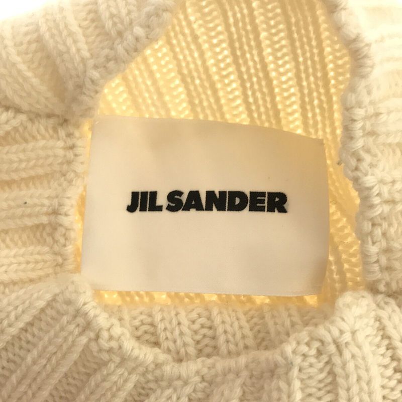 JIL SANDER - 【美品】  JIL SANDER / ジルサンダー | スリット ハイネック ウールニット プルオーバー | 32 | アイボリー | レディース JIL SANDER / ジルサンダー | スリット ハイネック ウールニット