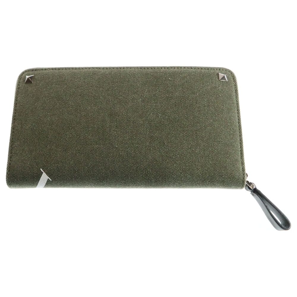 VLTN スタッズ付ラウンドファスナーキャンバスロングウォレット