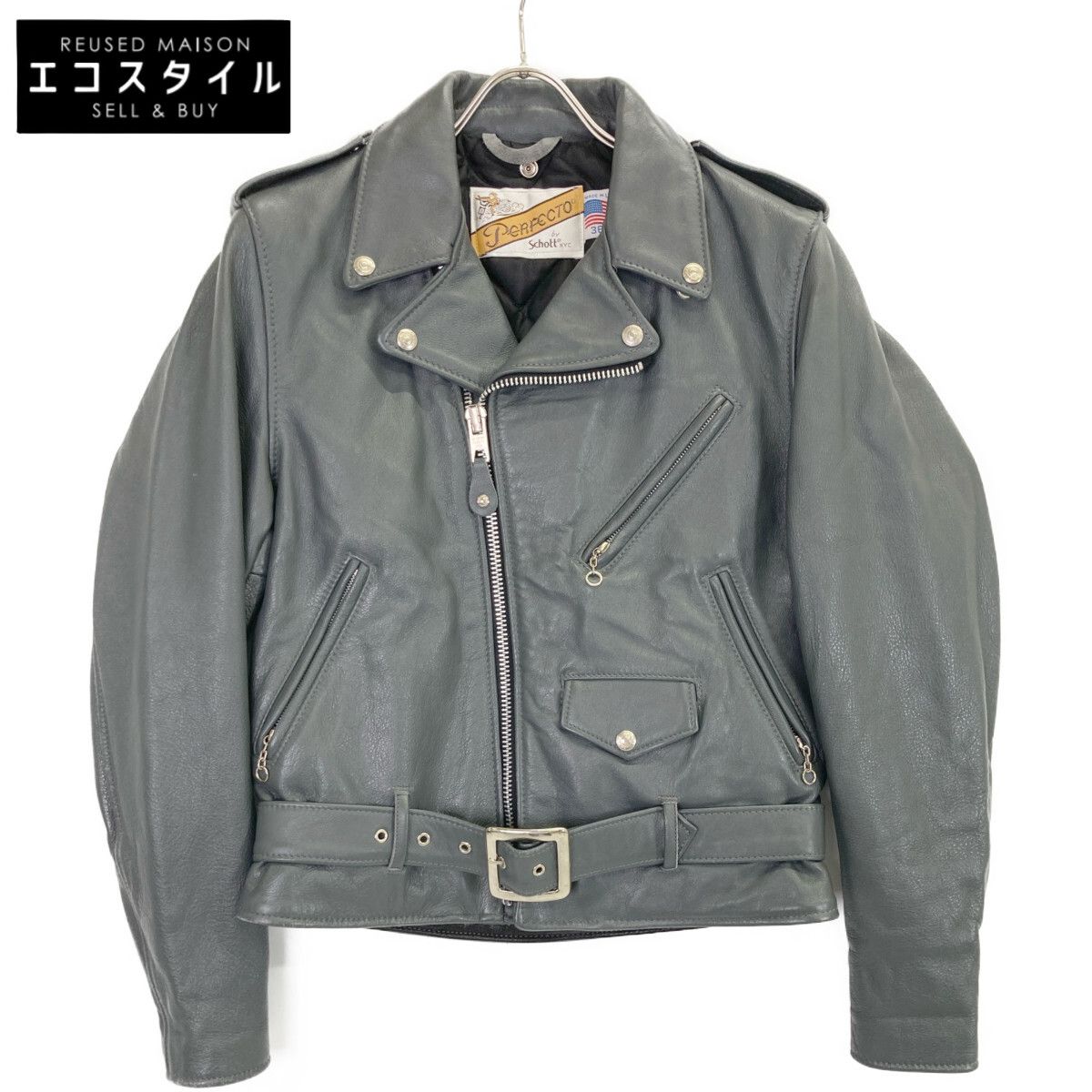 SCHOTT ショット 618 ｸﾞﾚｰ ﾀﾞﾌﾞﾙﾗｲﾀﾞｰｽｼﾞｬｹｯﾄ 36 - メルカリ