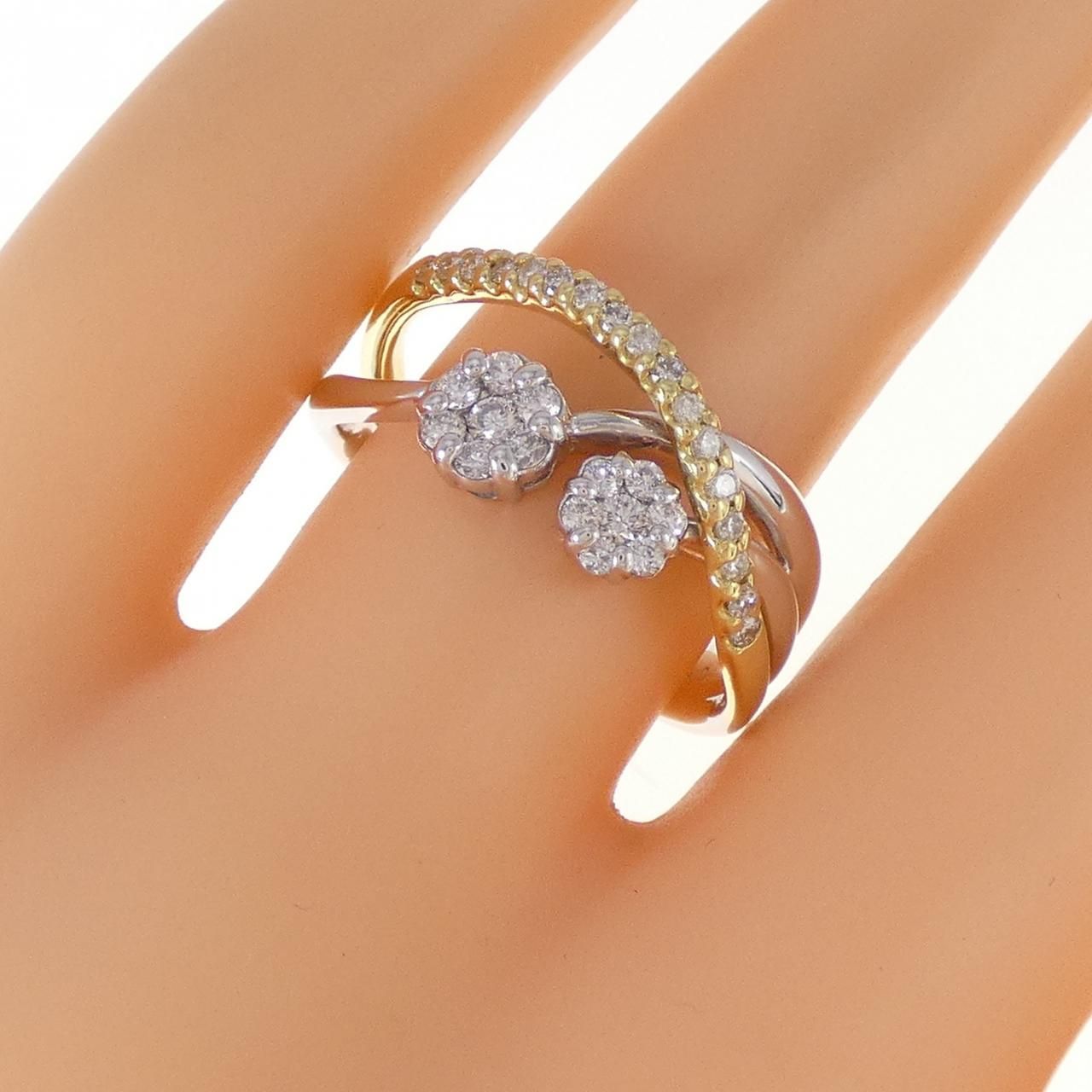 k18WG 0.40ct天然ダイヤモンドフラワーリング 新品 K18WG ダイヤモンド リング 0.40ct フラワー