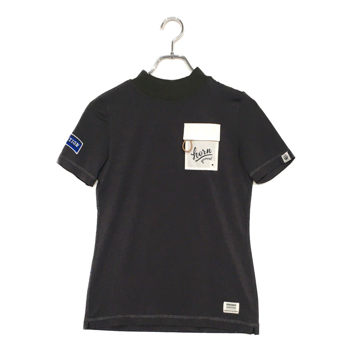 HORN GARMENT - coco 中古 ホーンガーメント HORN GARMENT メンズ 半袖ポロシャツ サイズ不明 紺 ネイビー 訳あり 総柄 中古 メンズ ホーンガーメント HORN GARMENT 半袖ポロシャツ