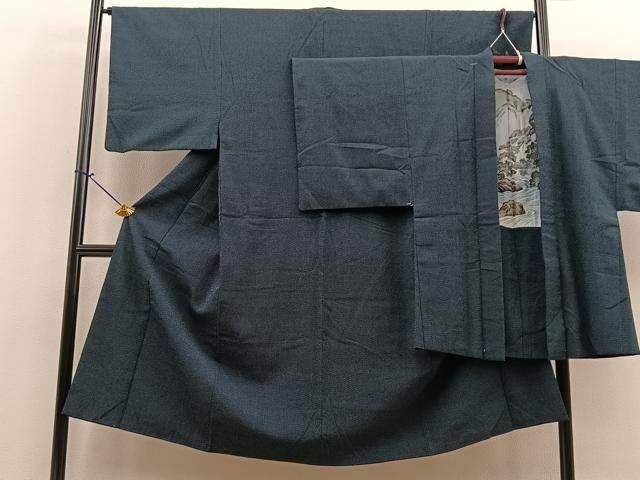 平和屋着物男性　本塩沢　アンサンブル　蚊絣　正絹　逸品　BAAM8738yc