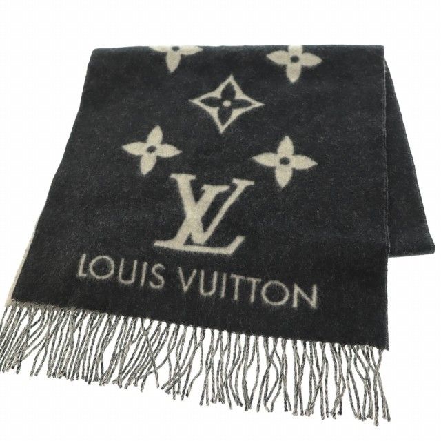 ルイヴィトン LOUIS VUITTON マフラー レイキャビック カシミヤ M71040 黒 ブラック ブランド古着ベクトル AA ▲ 250524