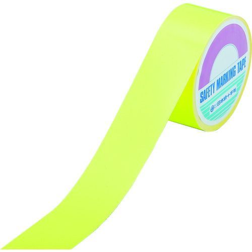 緑十字 蛍光ラインテープ 黄 蛍光−５０Ｙ ５０ｍｍ幅×１０ｍ エンビ 屋内用