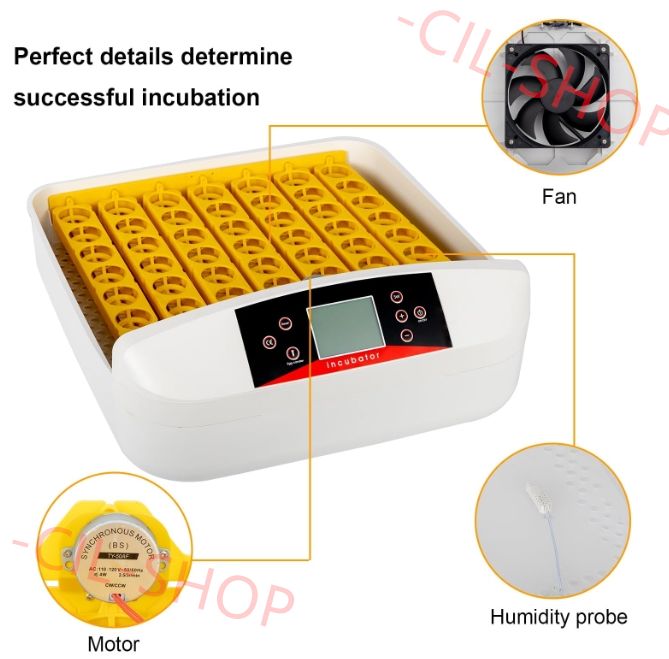 孵卵器　56個　大型　中古 孵化卵用孵卵器、LEDライト付き56個自動孵卵器、転卵と温度制御