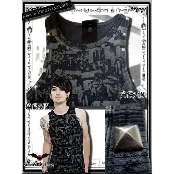 メタル ゴシック タンクトップ メンズ 服 黒 角鋲 アーミー テレコ ファッション |rfa210