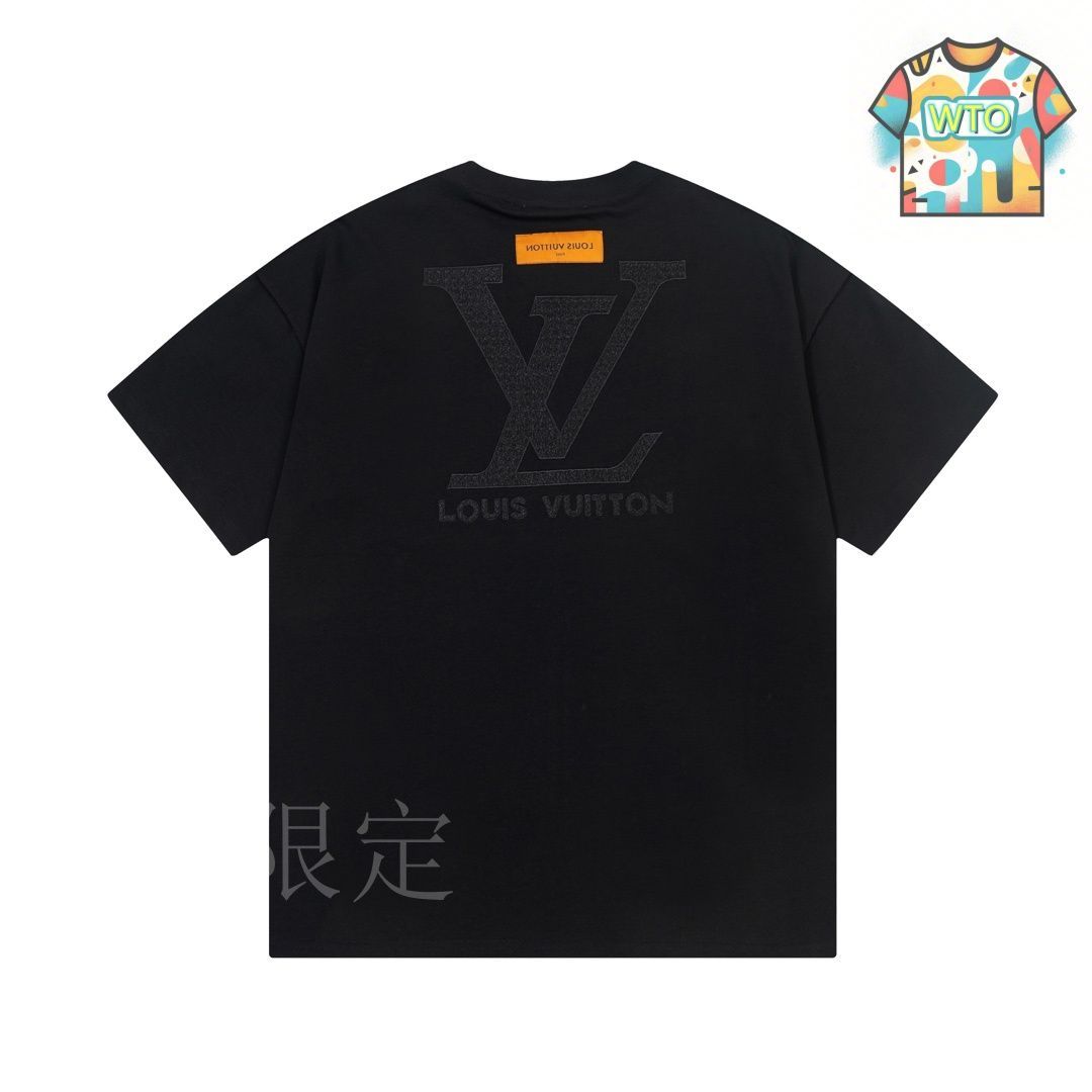 季節終了限定セール⚫︎Louis Vuitton 黒 Tシャツ⚫︎XXL 今日特価】Louis Vuitton 同色刺繍ロゴ黒 T シャツ - メルカリ