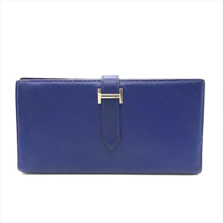 HERMES エルメス エプソン ベアンスフレ ブルー 財布 ウォレット 二つ折り ブランド 小物 ファッション k5911