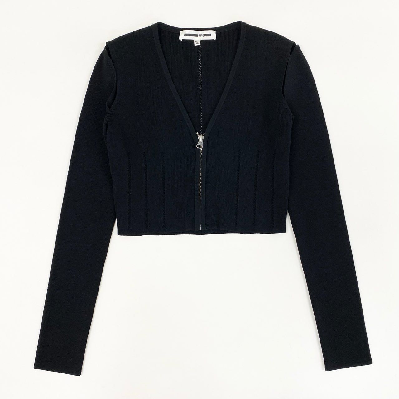McQ - 4c28 McQ マックキュー ALEXANDER McQUEEN アレクサンダーマックイーン ニットカーディガン 長袖 オープンショルダー KRCQ-HA-1022 S ブラック 4c28 McQ マックキュー ALEXANDER McQUEEN アレクサンダー