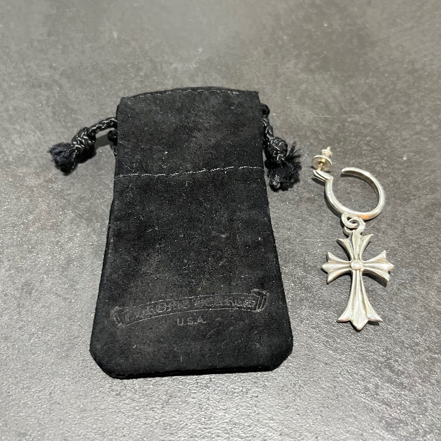 CHROME HEARTS タイニー CHクロス フープ イヤリング ピアス クロム