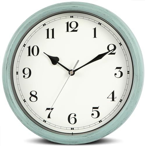 グリーン_28CM 非電波：連続秒針 Nbdeal 掛け時計 連続秒針 静音 直径28cm アナログ エアリアルレトロ グリーン FG-667