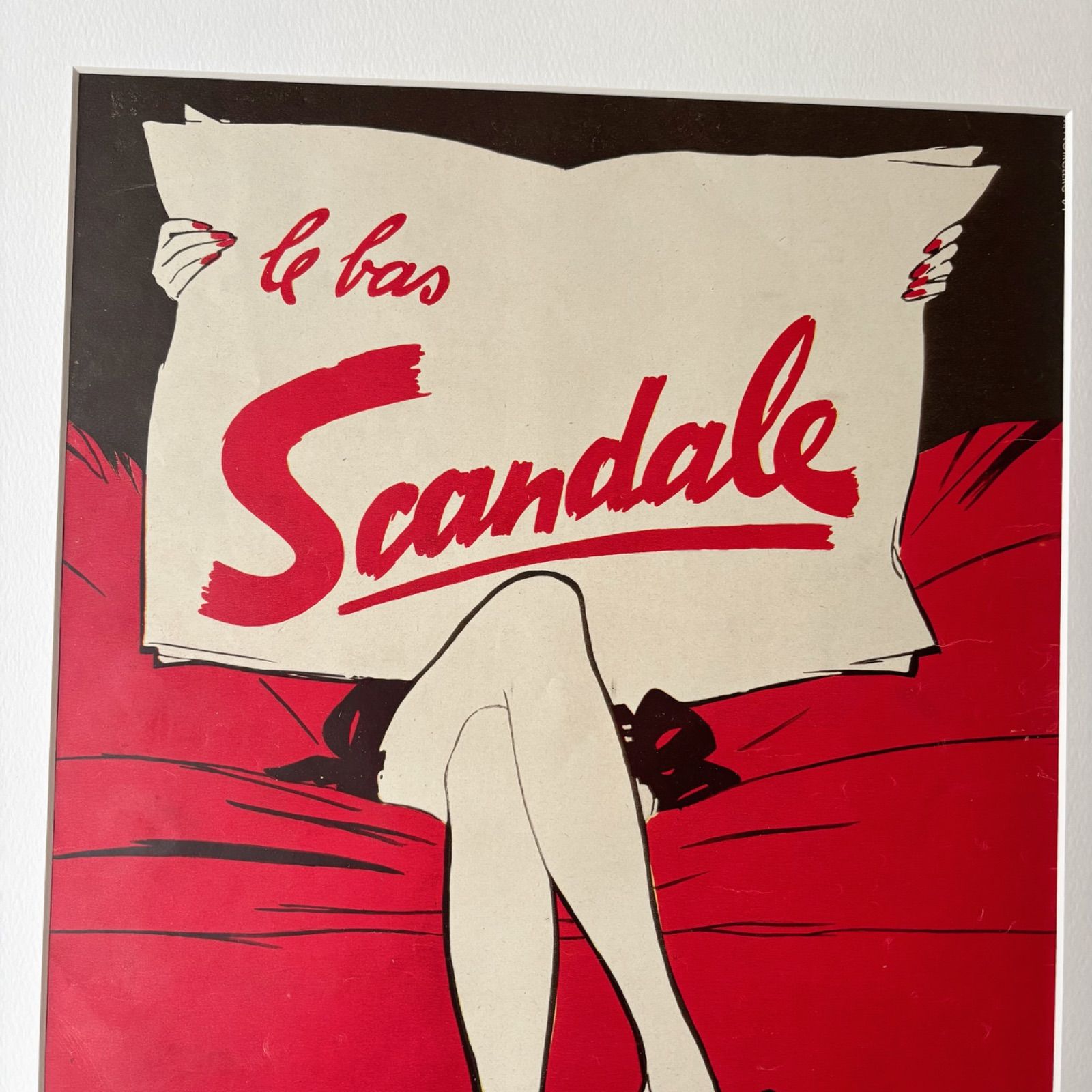 ＜再入荷！1952 広告＞ Rene Gruau  ルネ・グリュオ Scandale   ポスター ヴィンテージ アートポスター フレーム付き インテリア モダン おしゃれ かわいい 壁掛け ポップ レトロ 赤