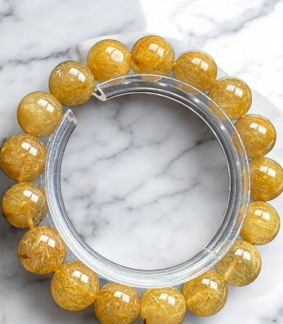 4Az7j23]ゴールドタイチンルチル 約7.5mm 超品位 式神封入