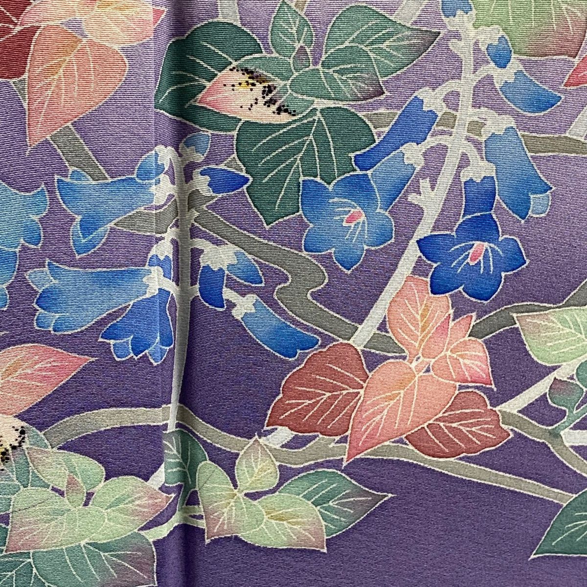 色留袖 身丈160.5cm 裄丈65cm M 袷 百貫華峰 落款 枝花 草花 染め分け  