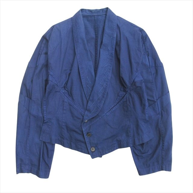 ワイズ Y s ヨウジヤマモト YOHJI YAMAMOTO 80 s ショール クロップド ジャケット ブルゾン 刺繍 初期タグ ビンテージ ヴィンテージ アーカイブ ネイビー レディース