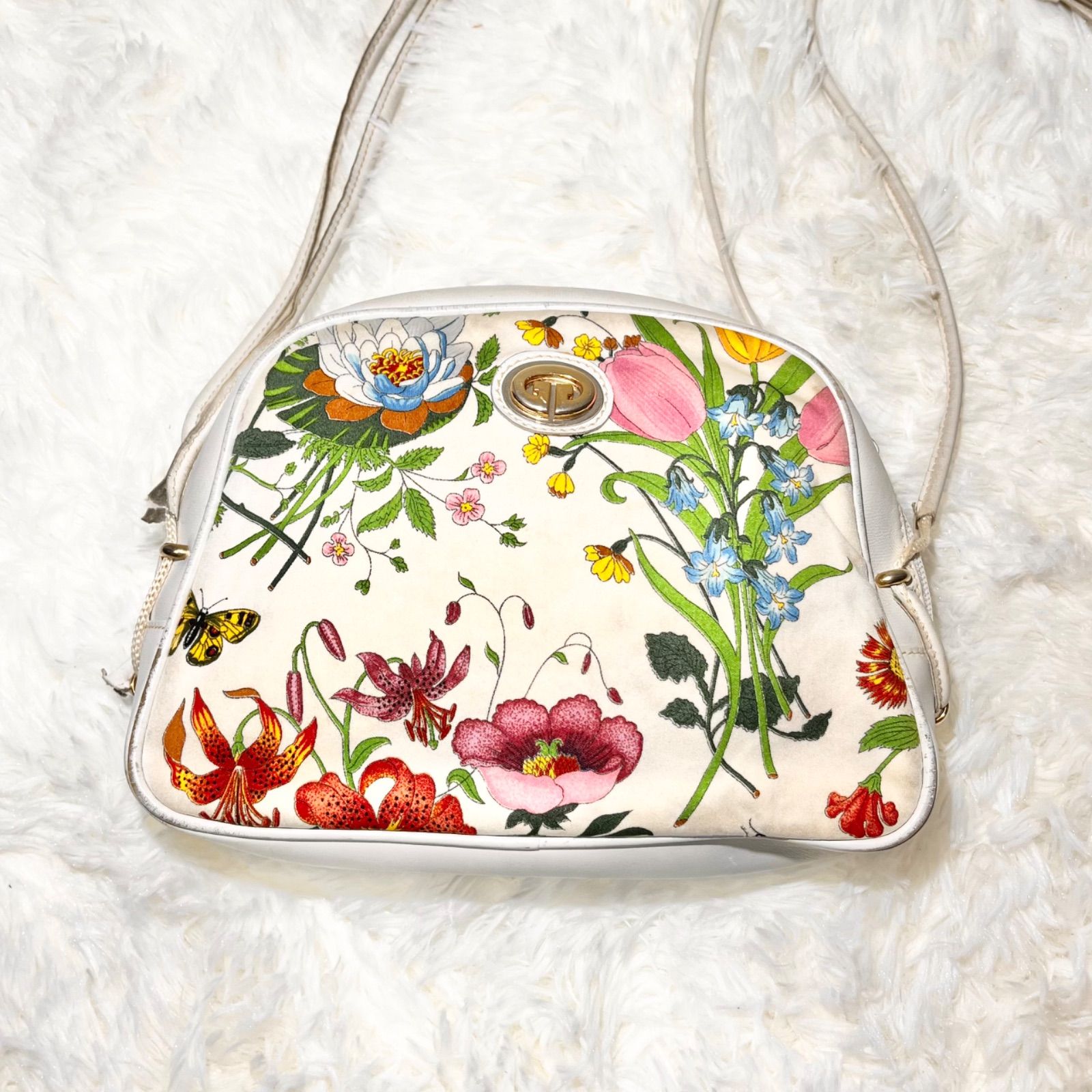 GUCCI オールド グッチ フローラ レザー ミニ ショルダー バッグ 