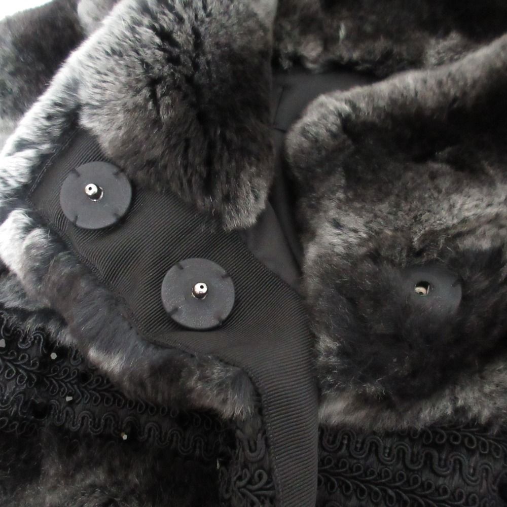 COTOO コトゥー スワロフスキー装飾 レッキスラビット ジャケット ショートコート 毛皮 ブラック レディース 古着 GULLKHAN_COM
