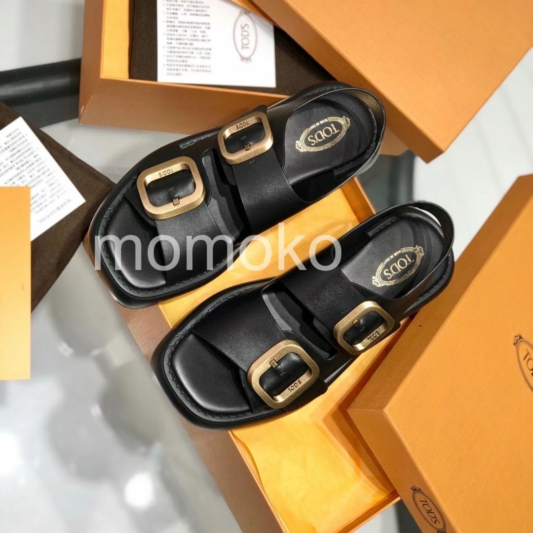 新品TOD'S トッズレザー サンダル 男女兼用 ブラック