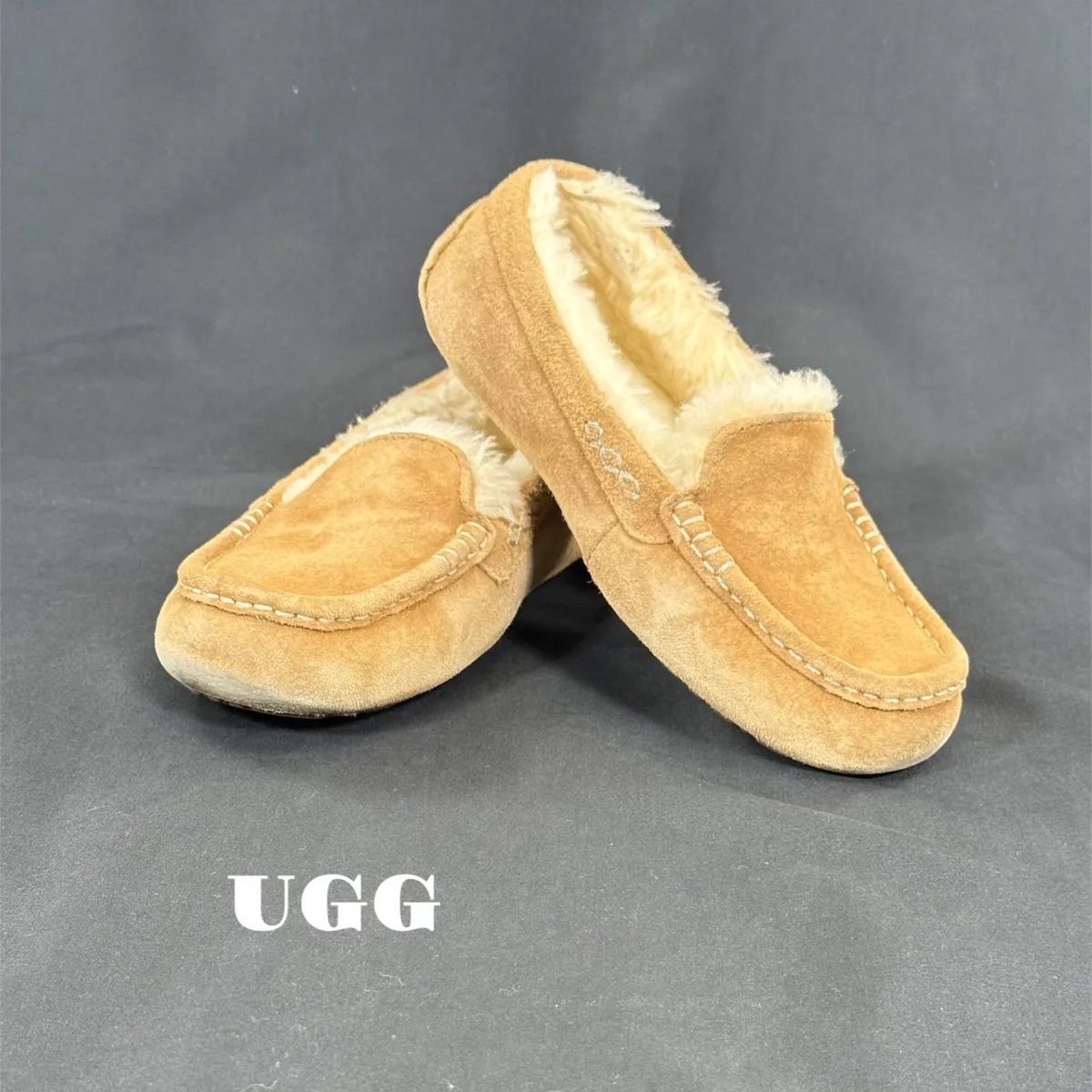 UGG アグ アンスレー 23cm ボア モカシン ムートンシューズ スリッポン 