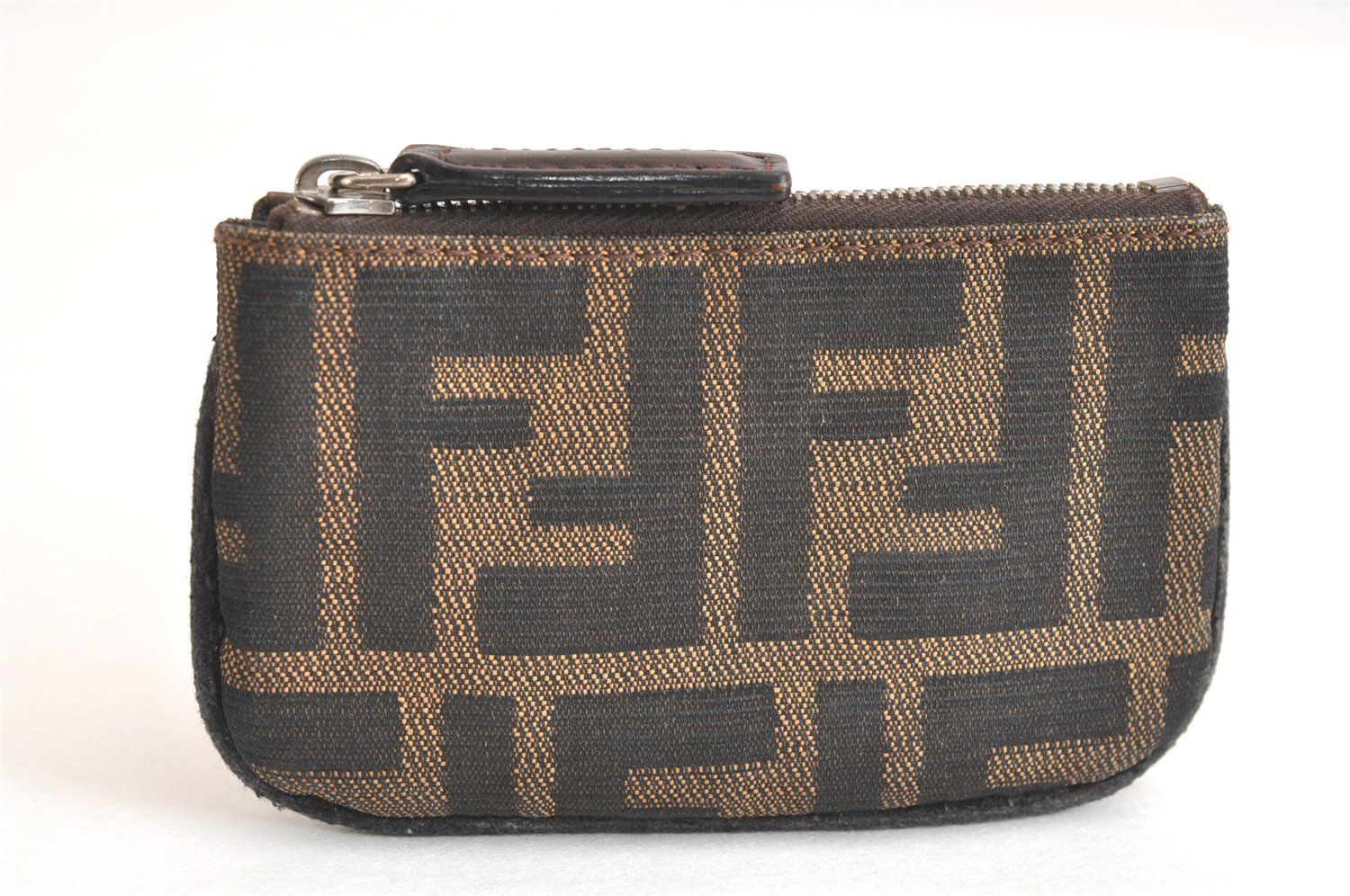 FENDI フェンディ ズッカ柄 コインケース 財布 キャンバス レザー ブラウン ブラック ジャンク 2808N