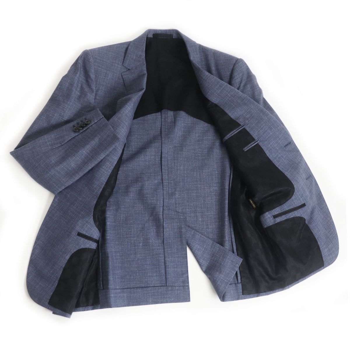 L相当 Louis Vuitton スーツ 裏地ダミエ柄 シルク ストライプ L相当