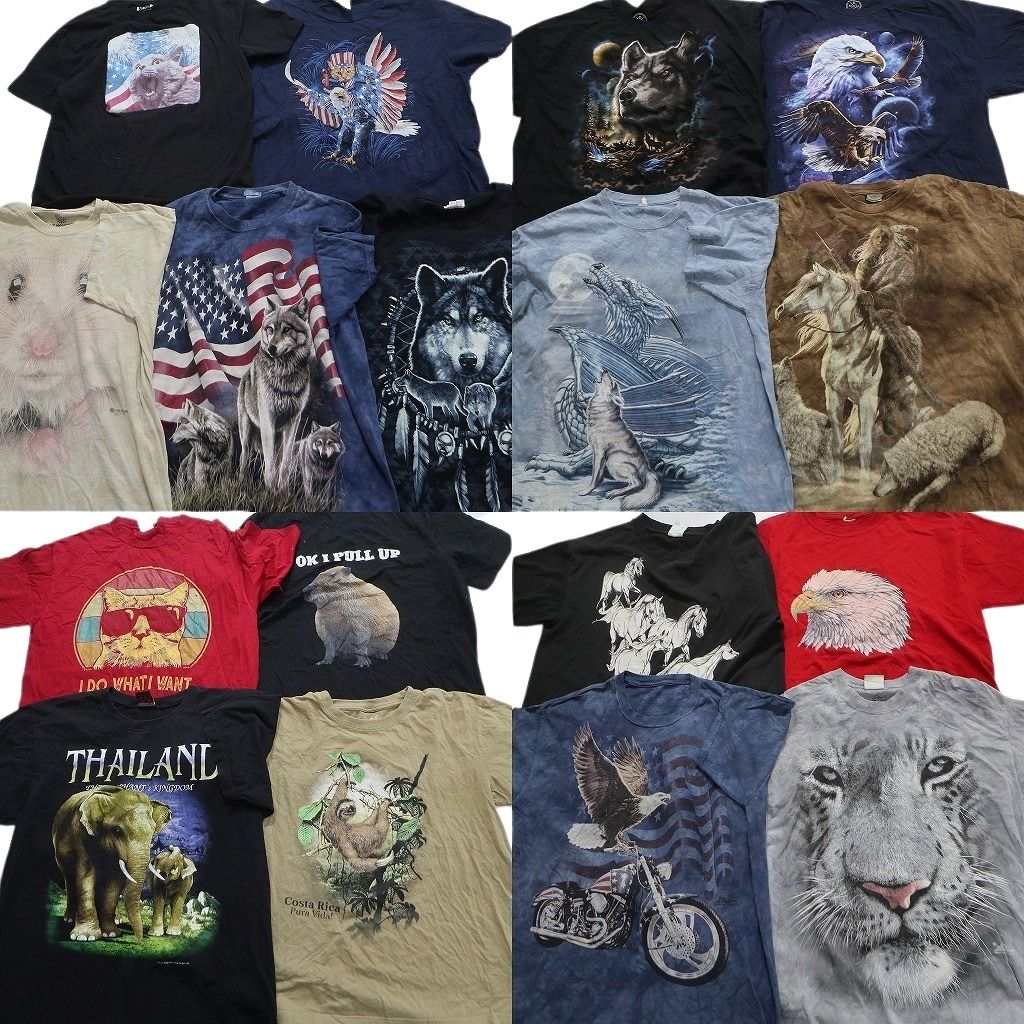 古着卸 まとめ売り アニマル 動物 半袖Tシャツ 17枚セット (メンズ L /XL ) 猫 狼 虎 大判プリント MT2749 - メルカリ