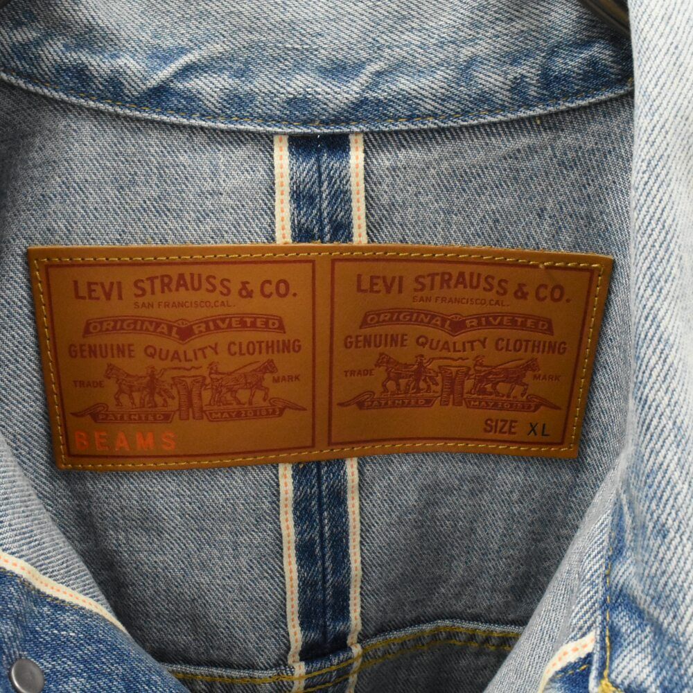 Levi's (リーバイス) ×BEAMS SUPER WIDE TRUCKER JACKET A8424 ×ビームス  スーパーワイドトラッカージャケット デニムジャケット ブルー