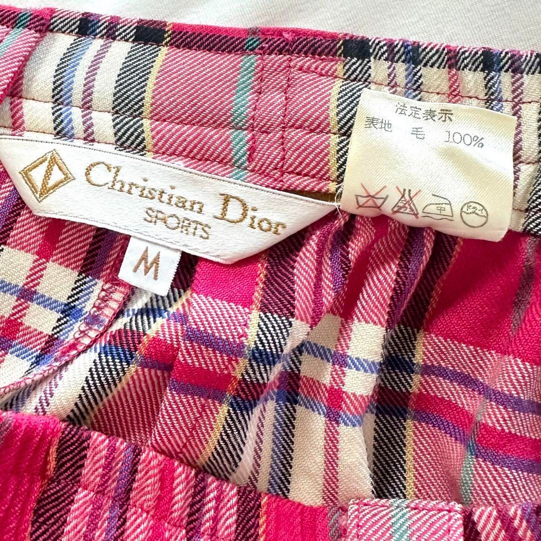 【ゴルフ用/日常着でも浮かない着丈感】Christian Dior クリスチャンディオールスポーツ ピンクチェック スカート ゴルフウェア Mサイズ