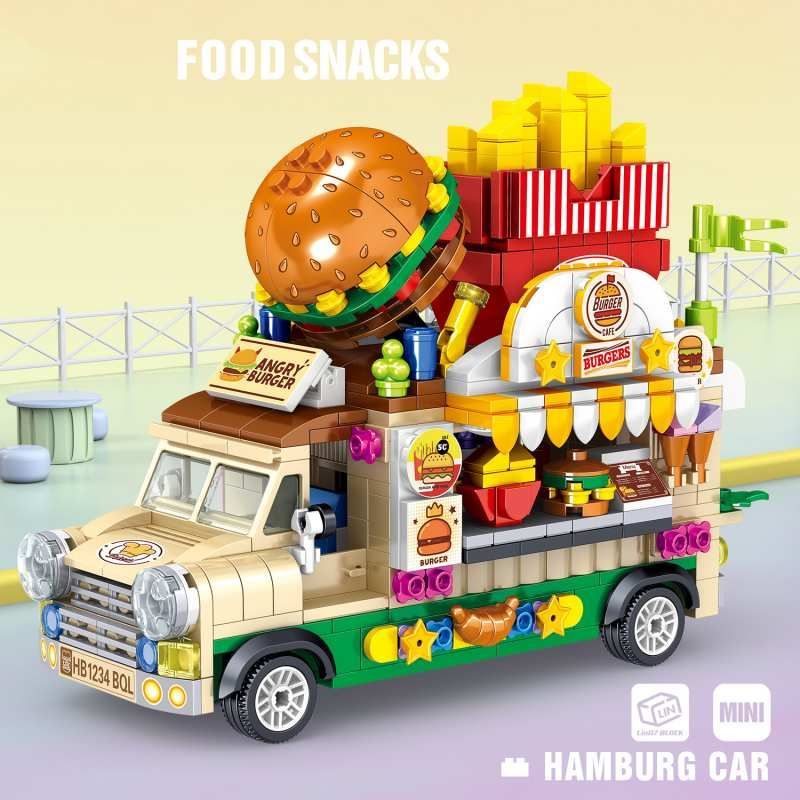 レゴ互換品 ハンバーガー ポテトチップス 車 ブロック おもちゃ 玩具 638pcs ショップ 移動車 知育玩具 女の子 男の子 子供 組み立て 学習玩具 クリスマス プレゼント 入学 お祝い