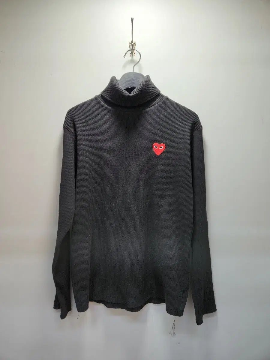 コム デ ギャルソン ブラック ハート タートルネック ニット
