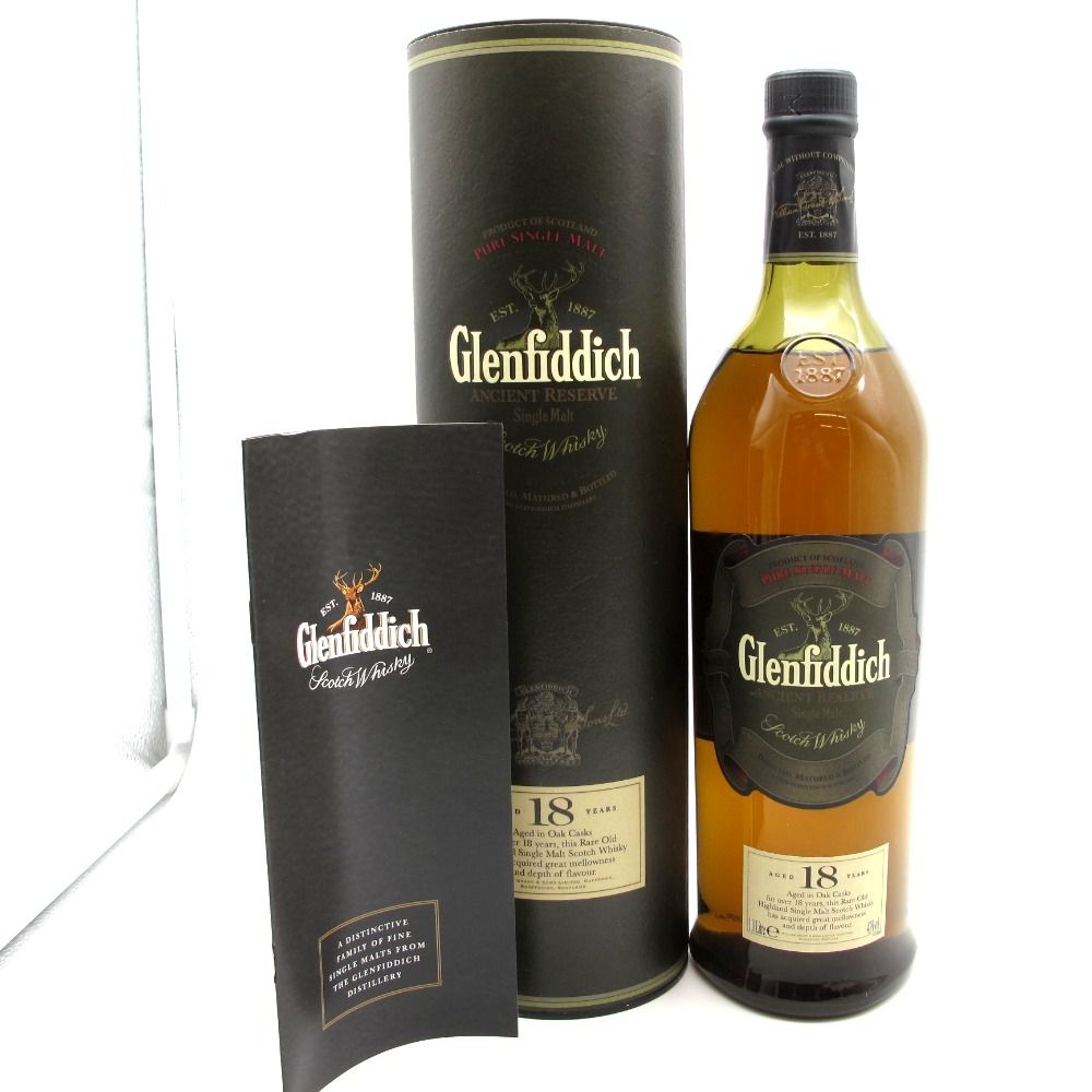 Glenfiddich グレンフィディック ウイスキー 18年 エンシェントリザーブ シングルモルト 推定2000年代流通品 1000ml 43%  洋酒 古酒 未開栓 - メルカリ