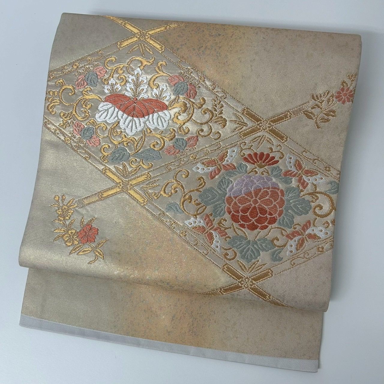 名古屋帯 正絹 唐織 美しい花 九寸 MA-408 - メルカリ