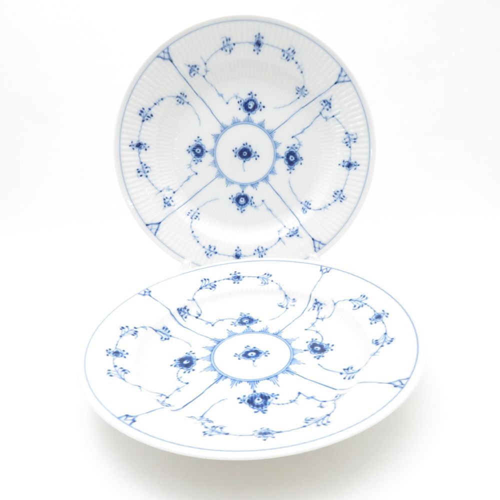 ROYAL COPENHAGEN ロイヤルコペンハーゲン ブルーフルーテッドプレイン 大皿 2枚 ペア 25cmプレート ディナー SM4165B3