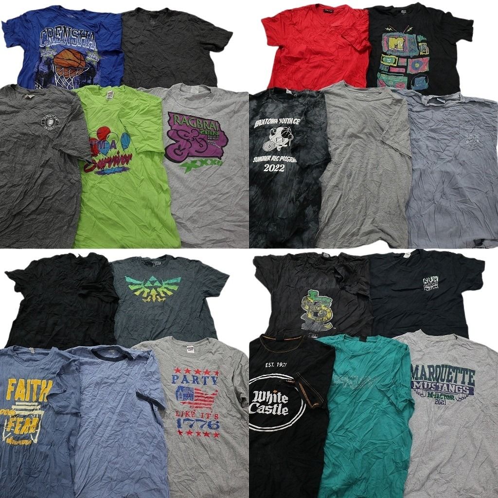 古着卸 まとめ売り カラーmix プリント 半袖Tシャツ 20枚セット (メンズ L ) リンガーT プロチーム MLB カージナルス 中古 古着 MY4811
