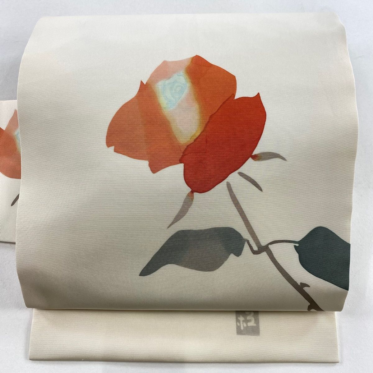 名古屋帯 名品 落款 高久空木 枝花 クリーム 正絹