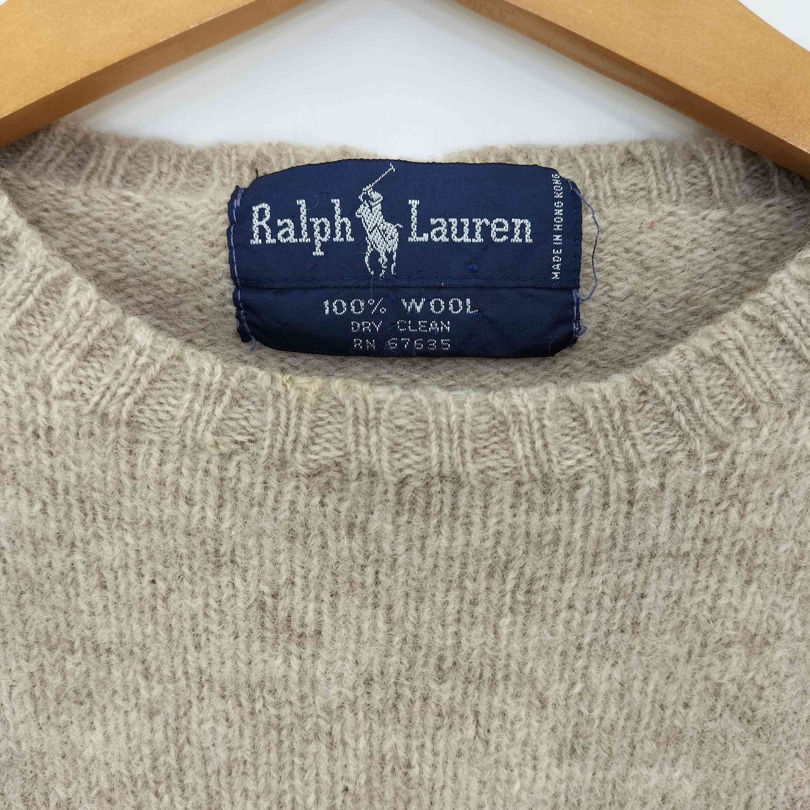 ラルフローレン RALPH LAUREN DRY CLEAN ロゴ刺繍 ウールニット