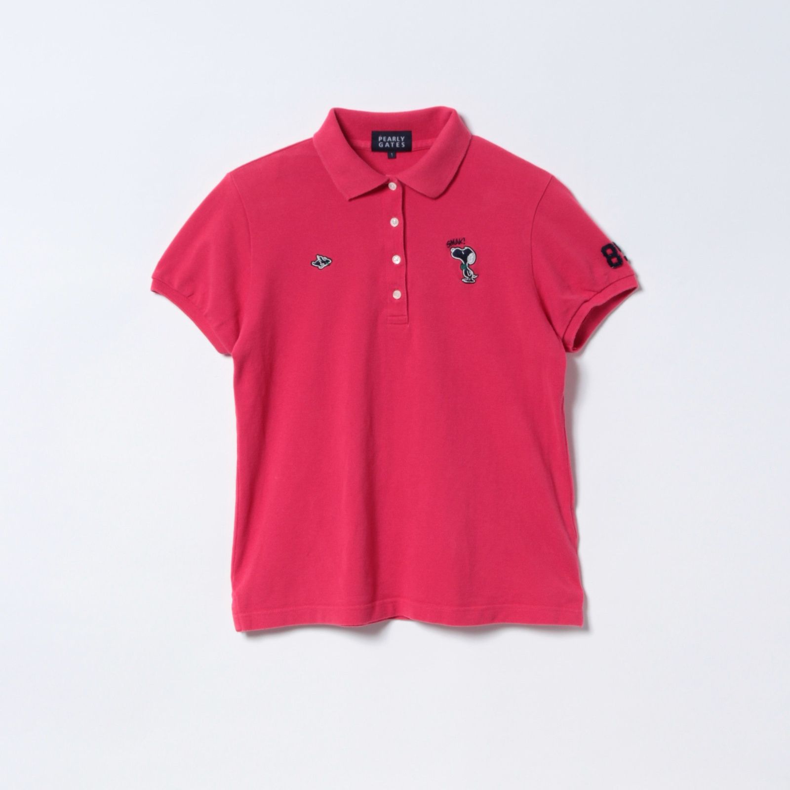パーリーゲイツ×スヌーピー 鹿の子ポロシャツ　レッド　サイズ0 パーリーゲイツ×スヌーピー 鹿の子ポロシャツ レッド サイズ0 【公式通販】