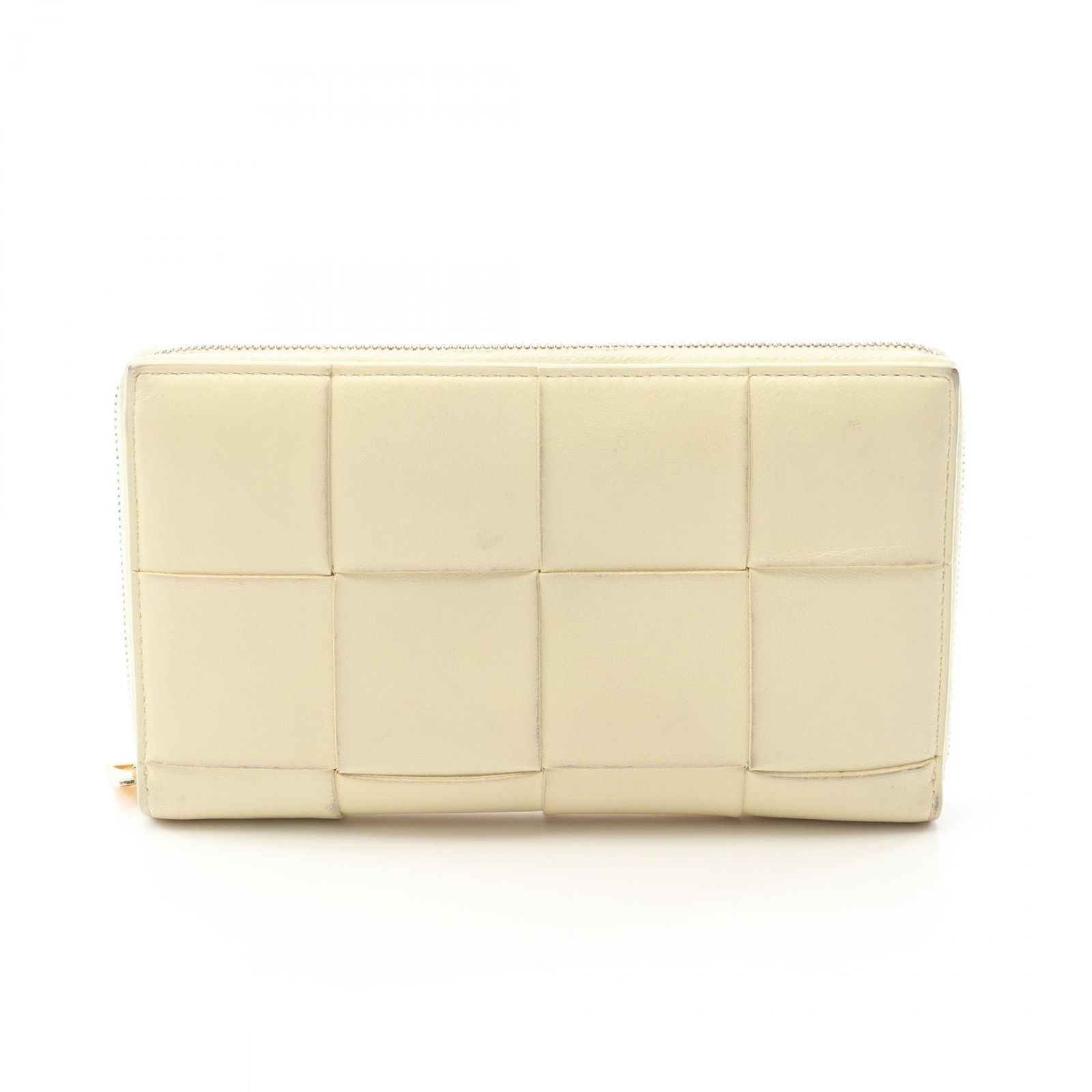 ボッテガヴェネタ BOTTEGA VENETA ラウンド長財布 ジップアラウンドウォレット カセット マキシイントレチャート 651368 ライトイエロー レザー イントレチャート ラウンドファスナー長財布 レディース Used B