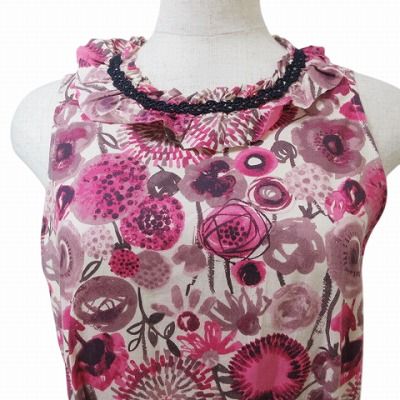 Lois CRAYON 花柄 ノースリーブ ひざ丈ワンピース レース フレア Lois CRAYON 花柄 ノースリーブ ひざ丈ワンピース レース フレア