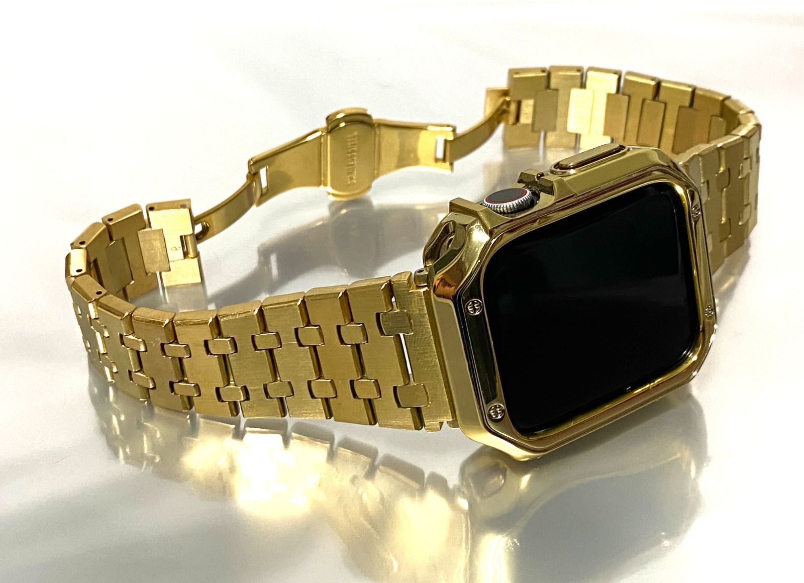 Apple Watch 極厚TPUゴールドカバー&ブラックラバー アップルウォッチ カバー ケース Apple Watch 45mm 44mm 40mm