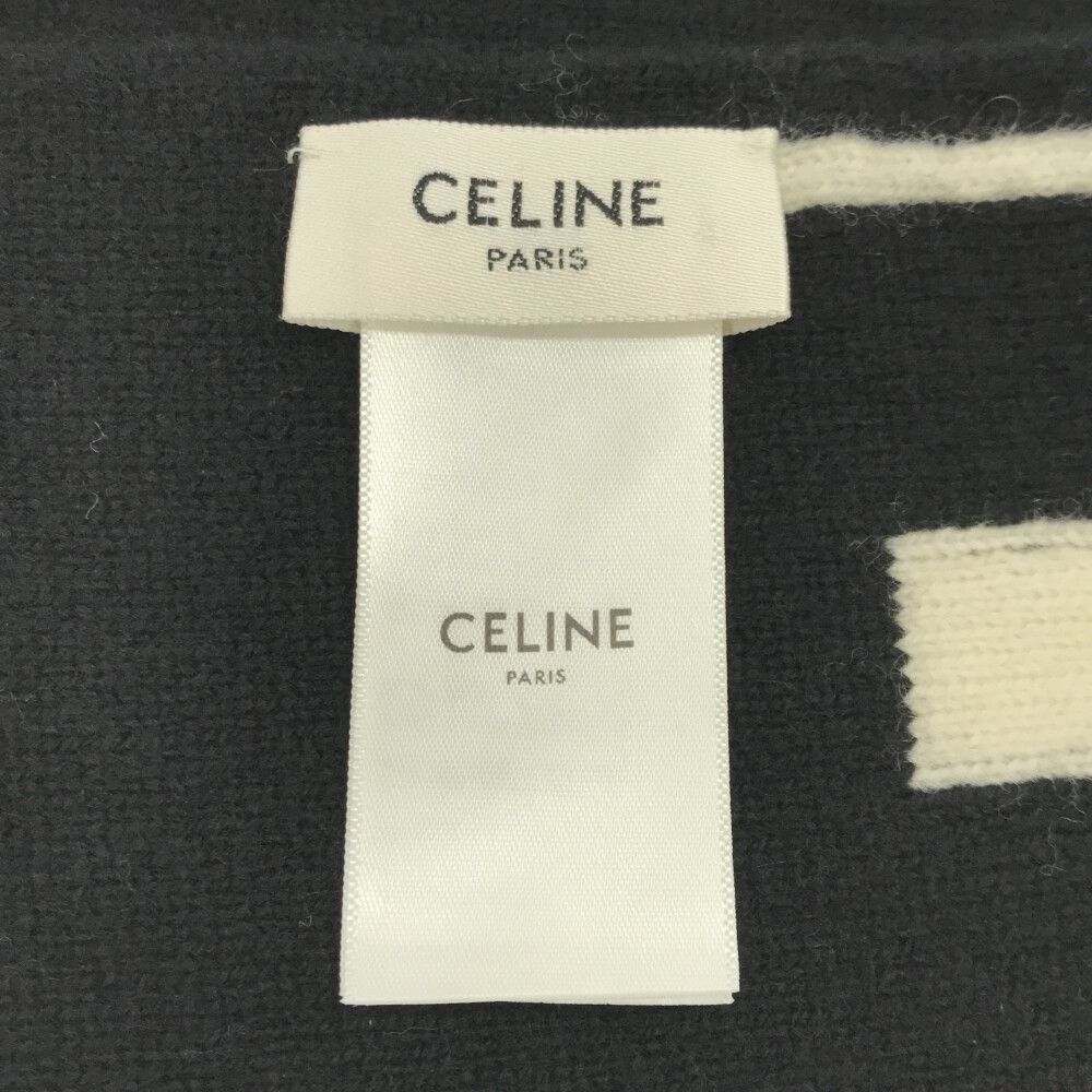 CELINE ロゴマフラー ブラック/ホワイト