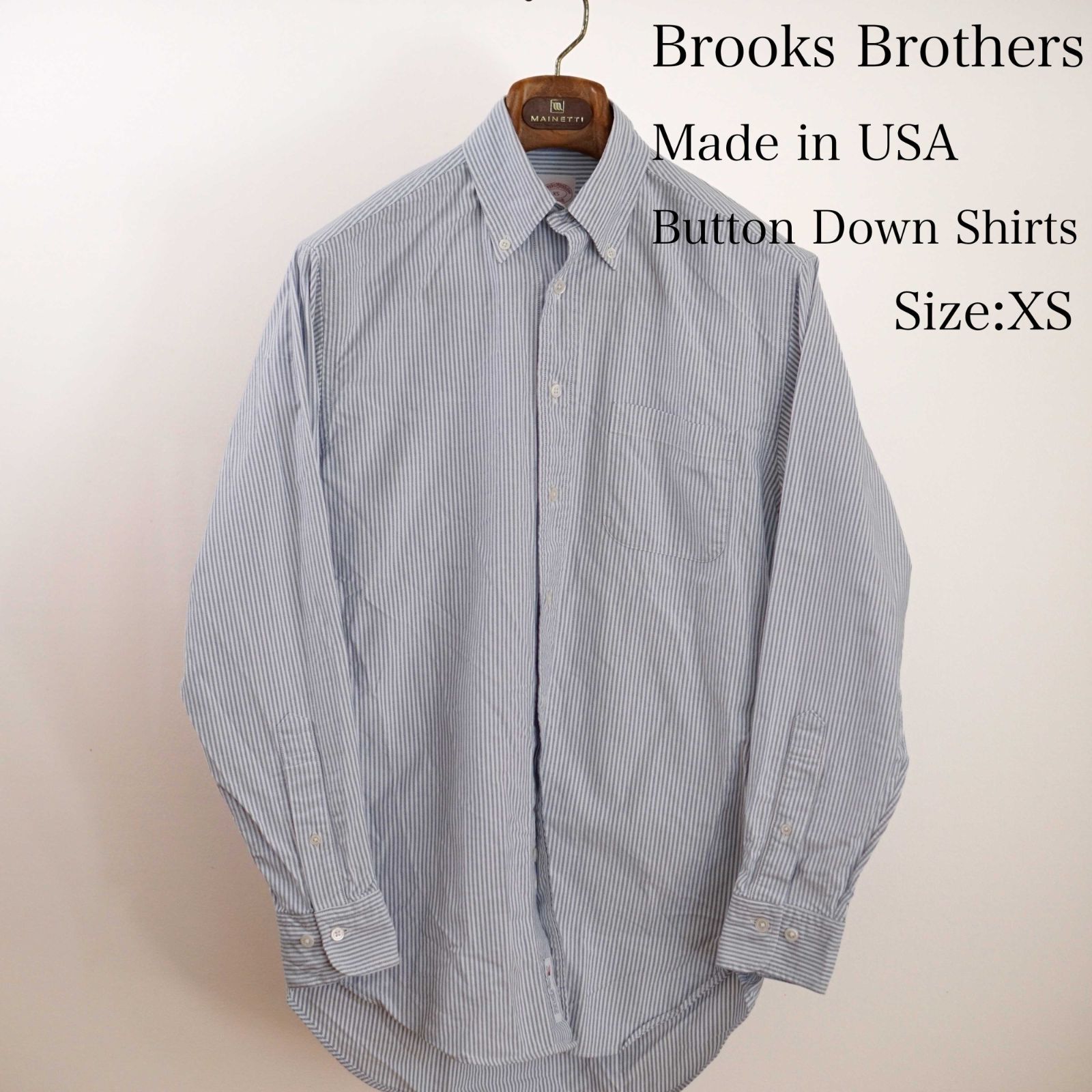 Brooks Brothers ブルックスブラザーズ アメリカ製 Oxford ボタンダウンシャツ Size XS Col Blue × White ストライプ