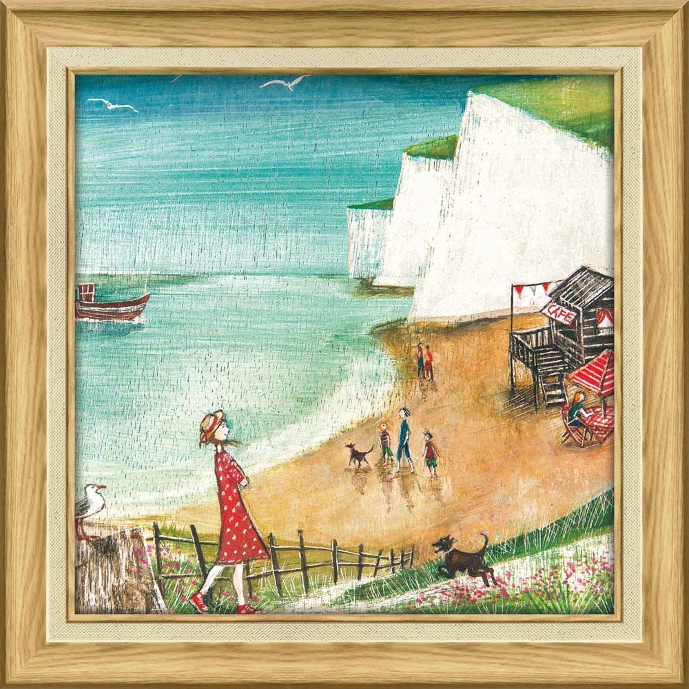 絵　絵画★ゲルアートフレーム・ジョー ラム「クリフトップ ランブル」風景・海・犬 通販安心 絵 絵画☆ゲルアートフレーム・ジョー ラム「クリフトップ