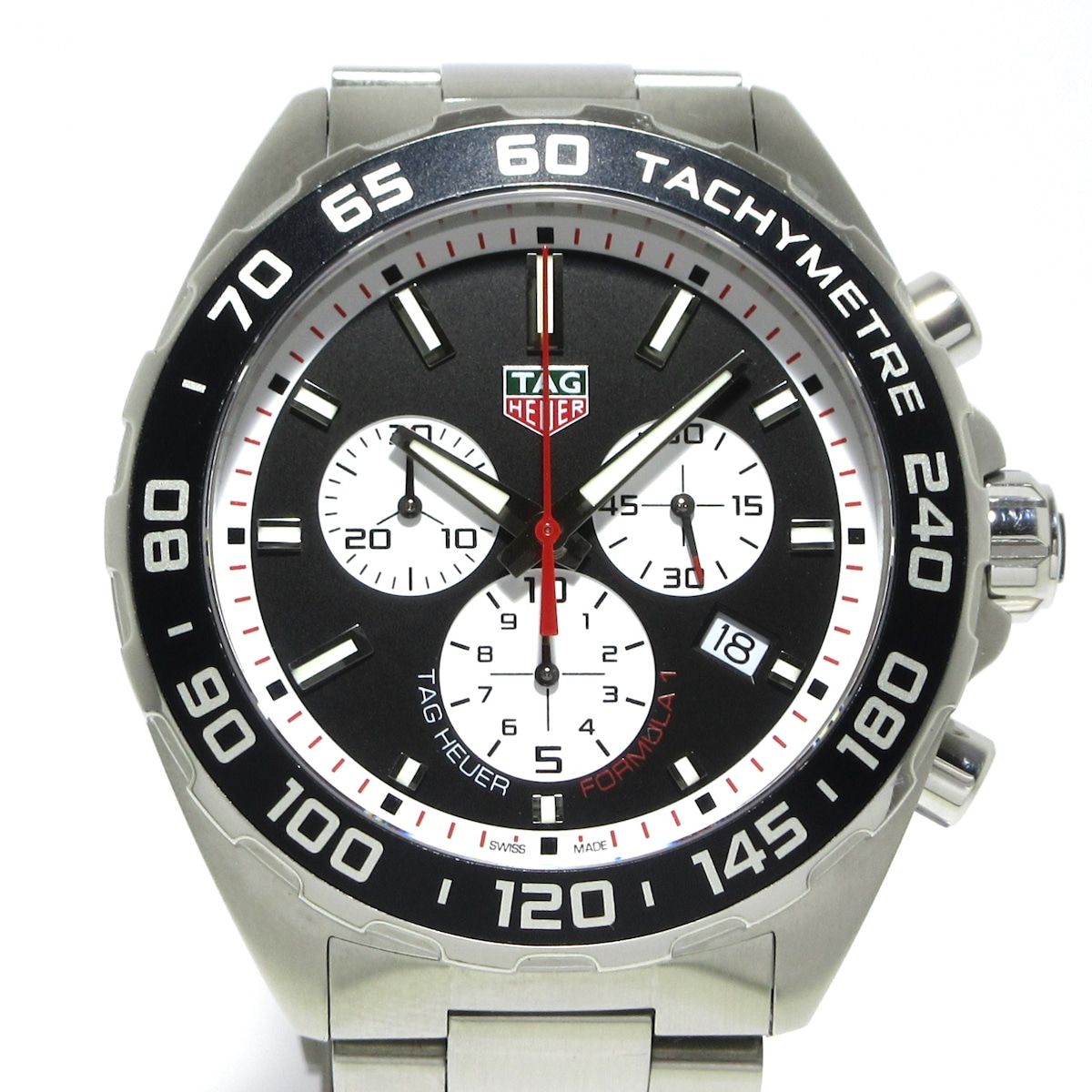 TAG Heuer タグホイヤー 腕時計 フォーミュラ1 クロノグラフ CAZ101E メンズ SS|クロノグラフ 黒×白
