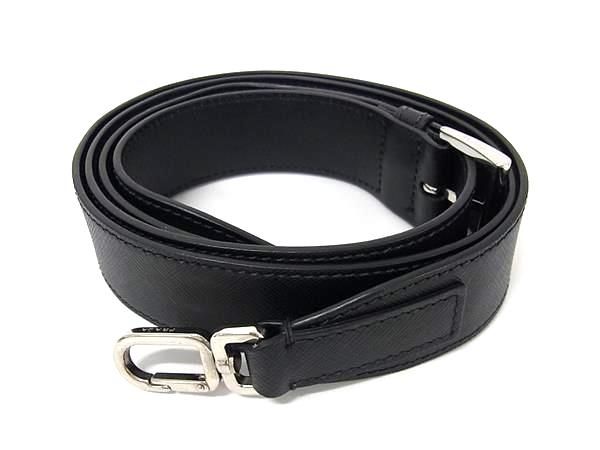 PRADA プラダ サフィアーノレザー バッグ用 ショルダーストラップ クロスボディ ブラック系 FS4734