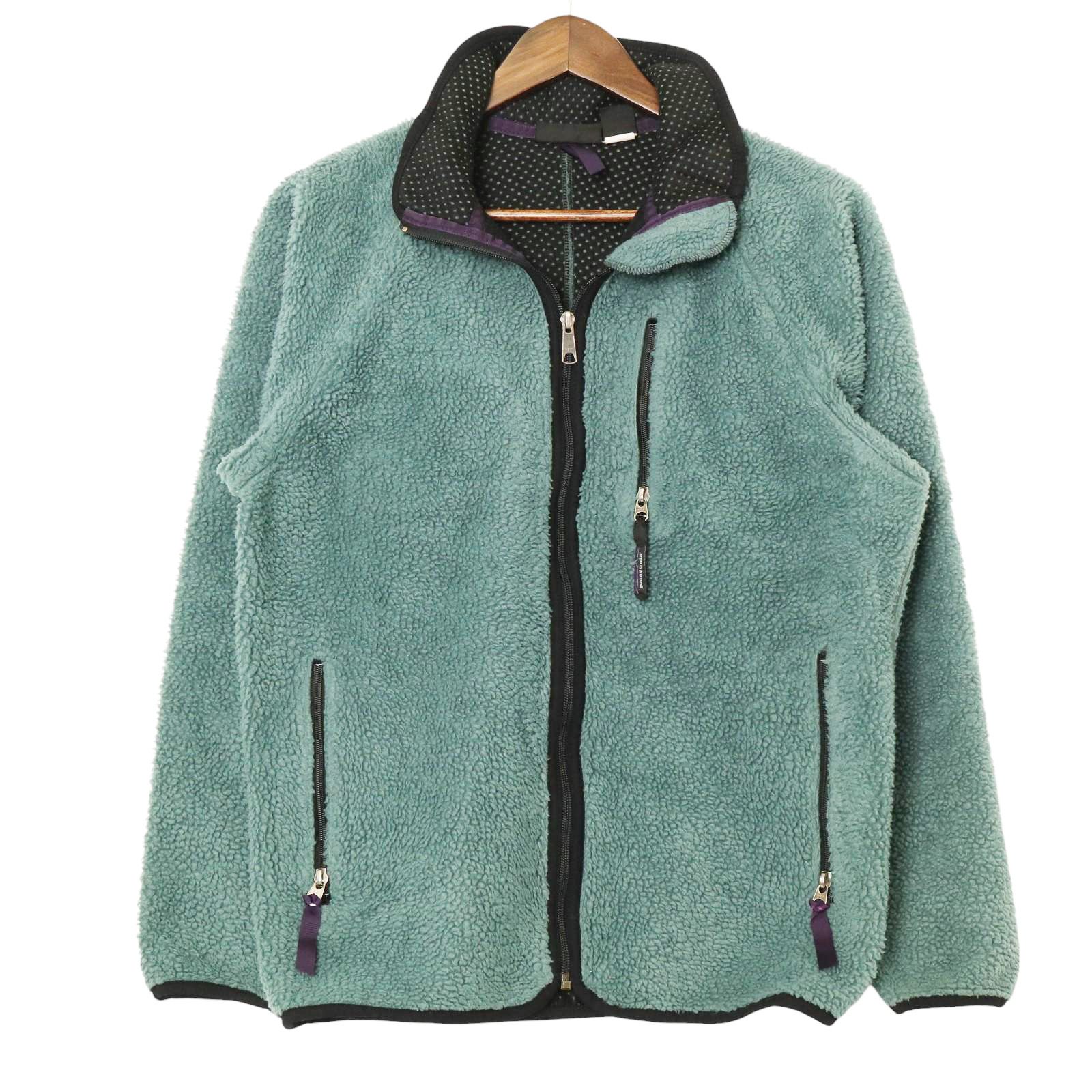 90年代 USA製 patagonia パタゴニア レトロカーディガン フリースジャケット アウトドア ライトブルー (メンズ M) 中古 古着 A3049