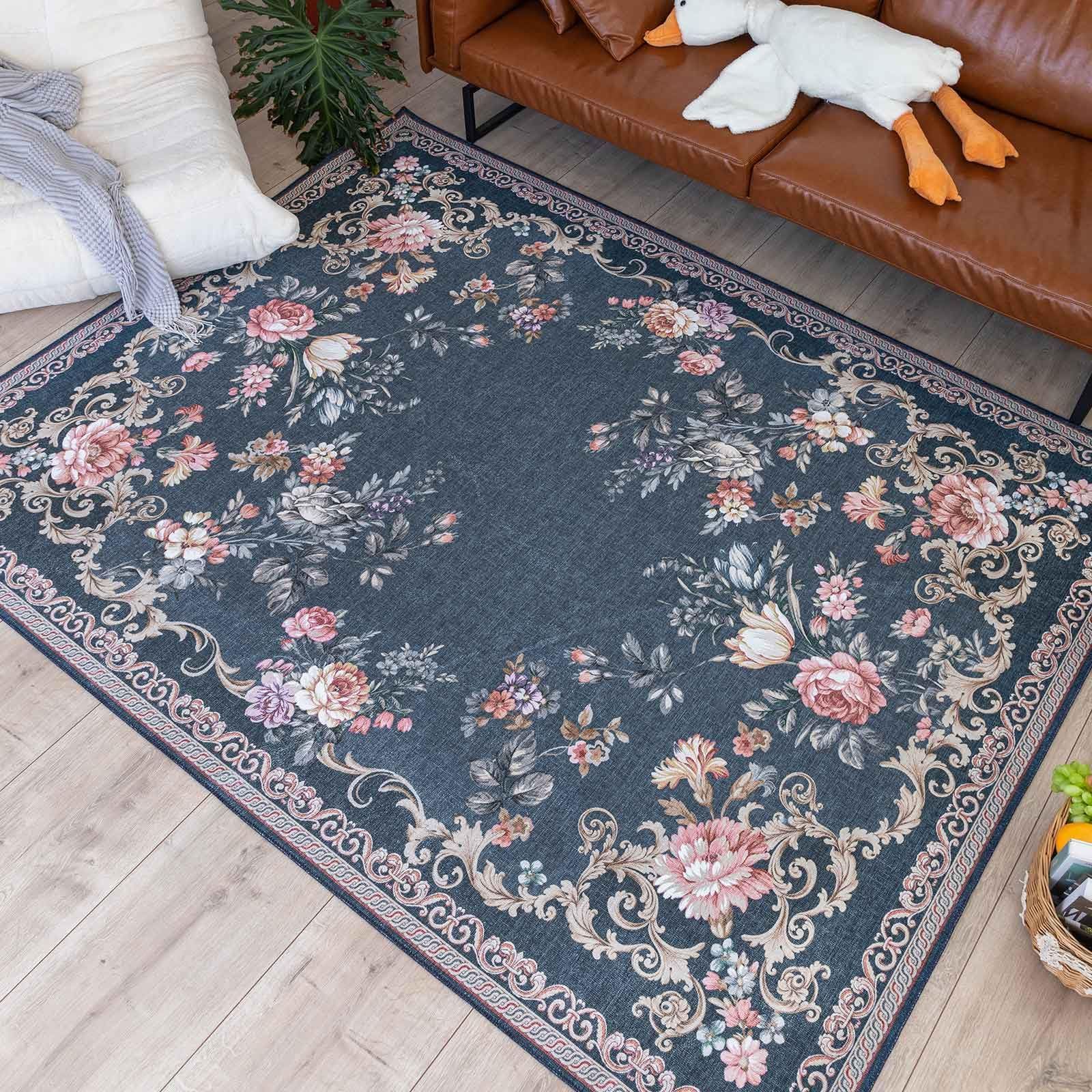 オリエンタル風 花柄ラグ 約200x250cm オリエンタル風 花柄ラグ 約200x250cm オリエンタル風 花柄ラグ 約