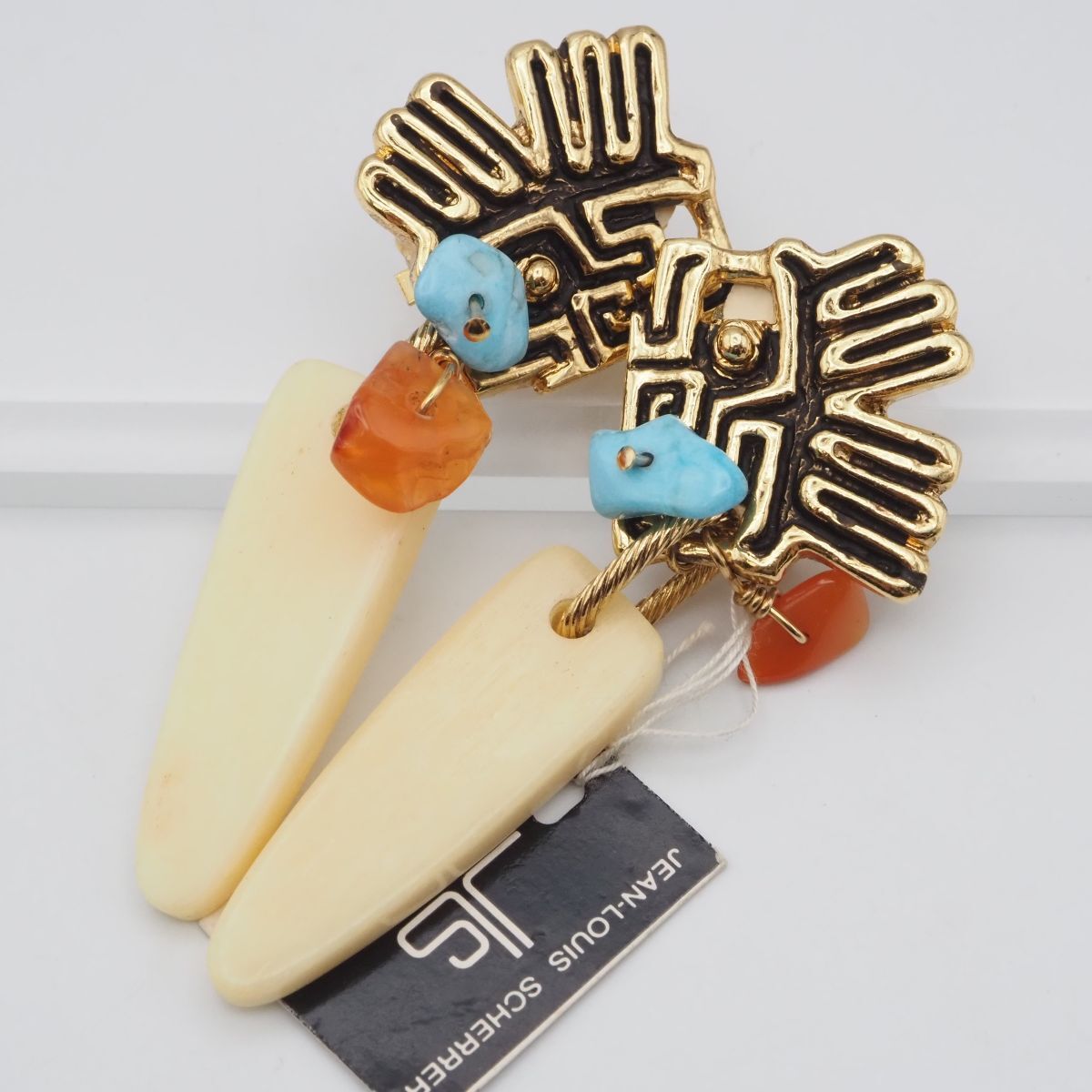 G213 Jean-Louis Scherrer ジャンルイシェレル イヤリング スイングチャーム ゴールド デザイン コスチュームジュエリ