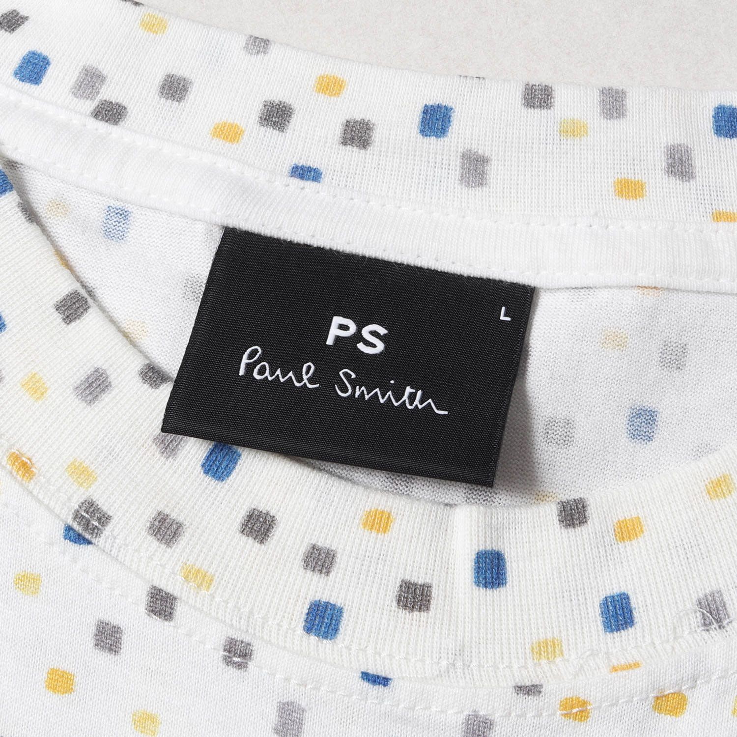 Paul Smith ポールスミス Tシャツ サイズ:L マルチカラー ブロック プリント 182508 011R 総柄 クルーネック PS ホワイト  トップス カットソー カジュアル 日本製